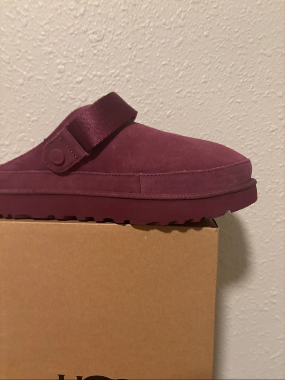 UGG Plum Suede Platform Clog with Strap - Picture 4 of 8